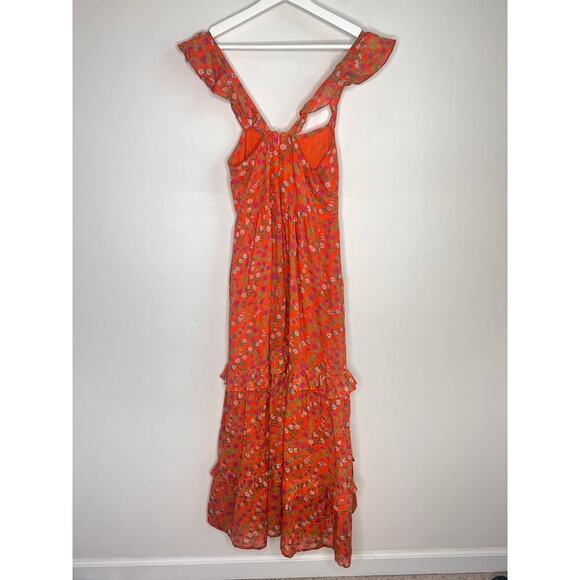 BANJANAN Penelope Dress Boundless Floral Flame Womens Size XS - Picture 9 of 13